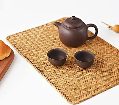 6er-Set rechteckige Seegras-Tischsets, 43x30 cm, geflochten