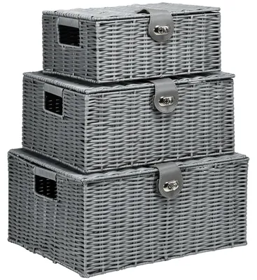 Produktbild von HOMCOM Ratten Aufbewahrungsboxen 3er-Set 18L, 12L, 7L Aufbewahrungskorb