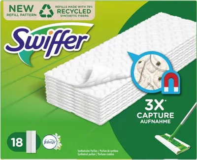The image shows the packaging of Swiffer dry floor wipes.