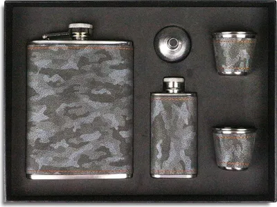 Productafbeelding van Set van een kleine fles (260 ml) van roestvrij staal - Cadeaus voor mannen - Geschikt voor bars, feesten, kamperen en barbecueën - Draagbare fles in groene kleur