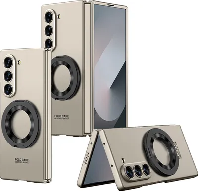 Produktbild von Schutzhülle für Samsung Galaxy Z Fold 7, integrierter Displayschutz, Magnetischer Ständer, PC Vollständige Handyhülle Beige