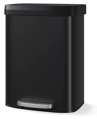 Productafbeelding van Prullenbak - Trapbak - 60 liter - RVS - Met deksel - Soft-close sluiting - Zwart
