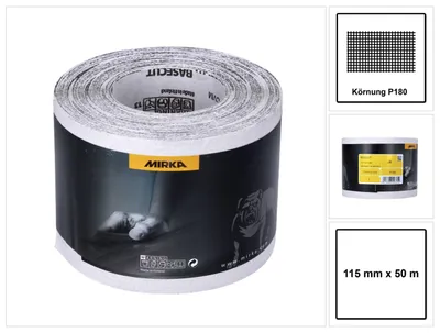 Produktbild von Mirka BASECUT Schleifpapier 115 mm x 50 m P180 Schleifrolle ( 2251100118N ) Universal Schleifpapier