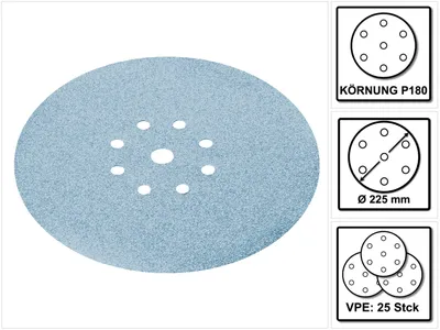Image de Festool STF D225/8 Disques à poncer grenat 225 mm PLANEX P180 GR / 25 pièces ( 499640 )