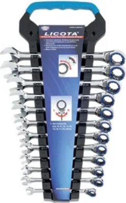Produktbild von Ringratschenschlüssel Set 12-teilig, 8-19mm, Ratschenschlüssel, Feinverzahnung
