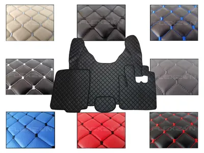 Image de Tapis de sol en cuir pour DAF XF 105 (boîte automatique), simili-cuir, modèle matelassé, qualité haut de gamme, plusieurs couleurs disponibles