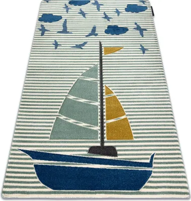 Produktbild von Kinderteppich PETIT SAIL Boot, Segelboot grün Grün 240x330 cm