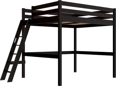 Produktbild von Hochbett aus holz Sylvia 160x200 schräger Leiter - Schwarz