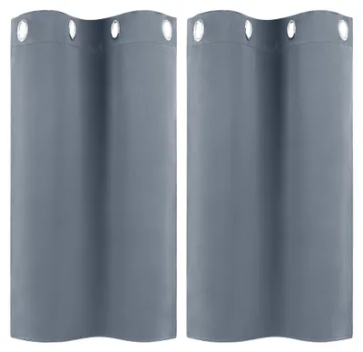 Vorhänge mit Ringen, blickdicht, 2er-Set, 66x91 cm, grau