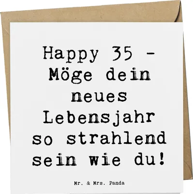 Produktbild von Mr. & Mrs. Panda Grußkarte Spruch 35. Geburtstag Glückwünsche - Weiß - Geschenk, doppelkarte, Geschenke, Freude bereiten, Happy Birthday, Klappkarte, Überraschungen, 35