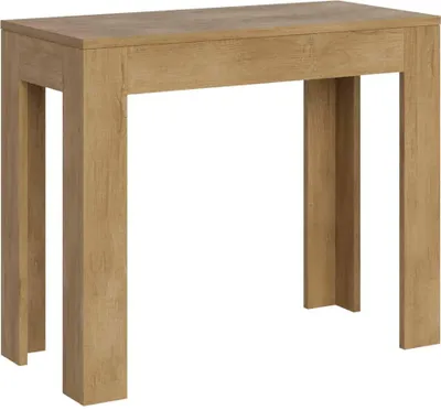 Productafbeelding van ITYHOME - Uitschuifbare console tafel 90x42/302 cm, bora eikenhout, natuurlijke afwerking