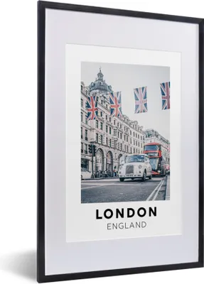 Produktbild von MuchoWow® Gerahmtes Poster England - London - Flagge 40x60 cm - Poster mit Schwarzem Bilderrahmen Wandposter Rahmen Foto Bilder - Poster in Rahmen