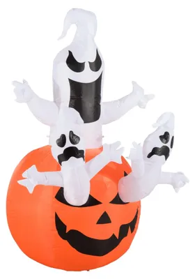 Zdjęcie produktu dla Nadmuchiwany duch dyni, duch, dekoracja Halloween, figurka powietrzna z oświetleniem LED, poliester, 120x120x180cm