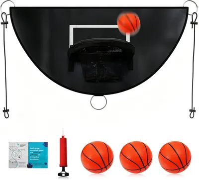 Produktbild von Trampolin Basketballkorb Set, Abreißkante, Mini-Basketballkorb, 3 Mini-Bälle, für Outdoor Spielzeug