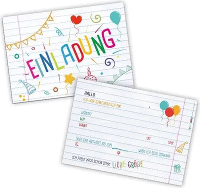 Produktbild von itenga 12x Einladungskarte Kindergeburtstag Einschulung Party A6