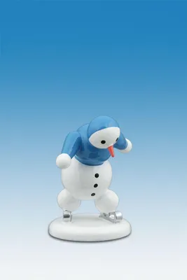 Produktbild von Holzfigur Schneemann Eisschnelläufer Höhe 6,5cm NEU