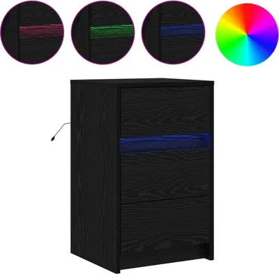 Produktbild von Nachttisch Schwarz Eichen-Optik 38 x 34 x 61 cm Holzwerkstoff