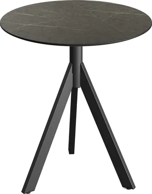 Produktbild von Infinity Tripod Terrassentisch Schwarz frame + Midnight Marble HPL Ø70 cm