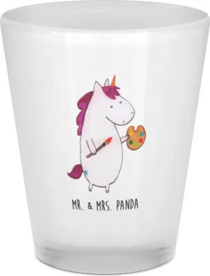 Produktbild von Mr. & Mrs. Panda Schnapsglas Einhorn Künstler - Transparent - Geschenk, Schnapserl, Einhörner, Pinnchen, Likör Glas, Stamperl, Englisch, Welt, Unicorn, für Schnaps, Stift