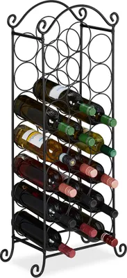 Produktbild von Relaxdays Weinregal, 21 Flaschen, dekoratives Flaschenregal für Küche, Keller, Bar, Metall, HBT 88 x 33 x 20 cm, schwarz