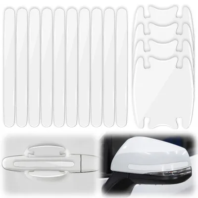 Image de Protection pour poignées de porte de voiture, lot de 14 pièces, film transparent anti-rayures, autocollants TPU pour la protection de la peinture, universel