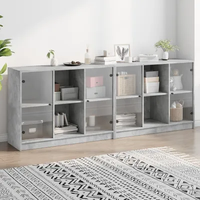 Obrázek produktu pro vidaXL Knihovna s dvířky betonově šedá 204x37x75 cm materiál na bázi dřeva