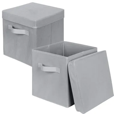 Produktbild von Aufbewahrungsboxen, 2 faltbare Stoffaufbewahrungswürfel mit Deckel, Kleiderorganizer mit Schublade für Kleiderschrank und Spielzeug