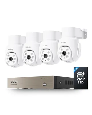 Produktbild von ZOSI 2MP Kabelgebunden Überwachungskamera Set mit Audio, 8CH 500GB DVR und 4X PTZ TVI Aussenkameras, Personen- und Fahrzeugerkennung