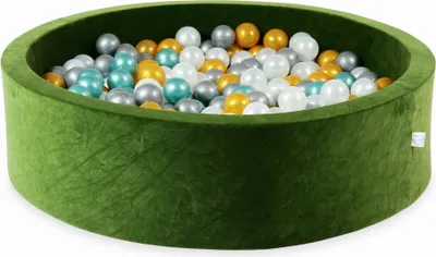 Produktbild von Trockenbecken 110x30 Velvet Soft Olive mit 400 Bällen: Perlmutt, Silber, Gold, Metallic-Türkis