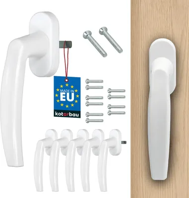Produktbild von KOTARBAU® 5er Set Fenstergriff Balkontürgriff Druckknöpfe PVC 35 mm Weiß Terassentürgriff Universal Einfacher Einbau Wetterfestes Material