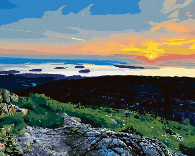 Produktbild von Zuty - Malen nach Zahlen - SONNENUNTERGANG ÜBER DER LANDSCHAFT (TED DAVIS), 40x50 cm, mit Keilrahmen (bereits gespannt)