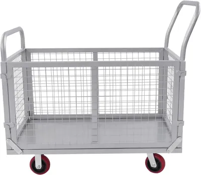 Produktbild von 4-in-1 Plattformwagen - Transportwagen mit Gitterkorb - 360° drehbarer Handwagen - Mehrzweck Transportkarre - 12,7 cm Lenkrollen