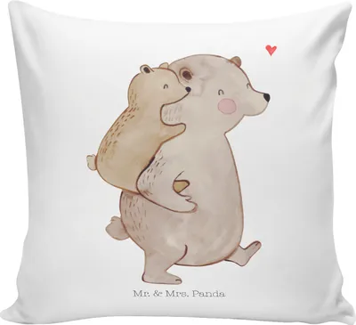 Produktbild von Mr. & Mrs. Panda kuschelkissen 40x40 Papa Bär - Weiß - Geschenk, Sofakissen, Vatertag, Geburtstag, Opa, Polster, kissen bedruckt, zier, Deko