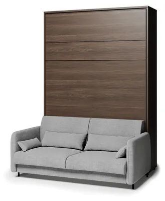 Productafbeelding van Furniture24: Opklapbed met sofa, concept 140x200 cm, model Lenart. Bed in kast, klapbed, uitvoering: artisan eik/beige