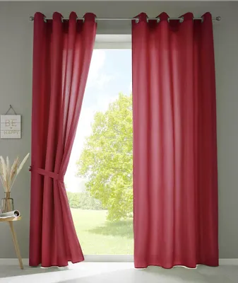 Produktbild von 2er Set Vorhänge Schal Ösen »Berlin« HxB 225x140 cm Bordeaux Blickdicht Microsatin Lichtdurchlässig Uni Matt, 20405N2