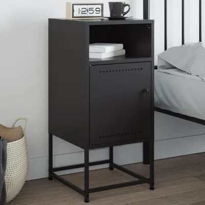 Image de vidaXL Table de nuit noir 36x39x78 cm acier