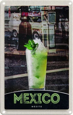 Produktbild von vianmo Blechschild 18x12 cm Mexiko USA Amerika Mojito Limette Bildmotiv Reisemotiv