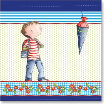 Produktbild von ROTH Schulanfangs-Serie "Leni & Paul" Servietten blau, 33 x 33 cm, 20 Stk.