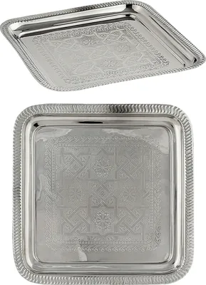 Immagine prodotto di Vassoio decorativo orientale Vassoio portacandele Nacera argento quadrato 27 cm