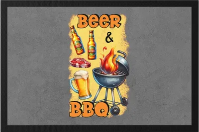 Produktbild von Beer & BBQ Grillen Bier lustiges Grill Spruch Fußmatte