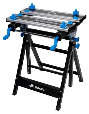 Produktbild von Klappbarer Werkstatttisch mit Höhen- und Neigungsverstellung 600x570x770–1070 mm, Aluminiumplatte, Spannbacken, Winkelverstellung und Maßskala