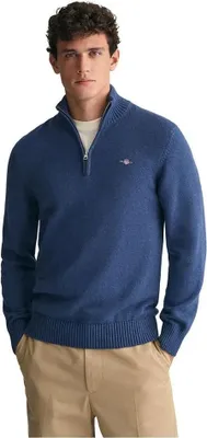 Image de GANT Tricot de coton décontracté avec demi-zip, bleu L