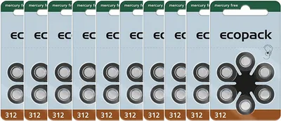 Produktbild von Varta 10x ecopack Gr. 312 Hörgerätebatterien 6er Blister Braun 1,4V 24607726406
