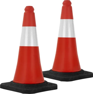Obrázek produktu pro ECD Německo 2 kusy dopravních kuželů 51 cm, červeno-bílý, dopravní kužel s těžkou základnou, dopravní kužel s bílými reflexními pruhy