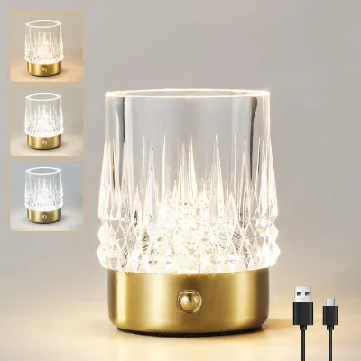 Immagine prodotto di Lampada da tavolo ricaricabile, piccola lampada da scrivania senza fili, lampade LED touch con 3 colori e dimmer