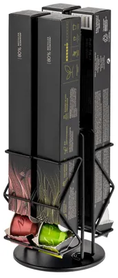 Productafbeelding van eluno capsulehouder voor "Nespresso", capsuledispenser voor buitenverpakking, 360° draaibaar, zwart