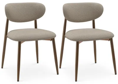 Image de Lot de 2 chaises de salle à manger, chaises rembourrées avec pieds en métal et patins antidérapants, dossier incurvé, idéales pour la cuisine, la