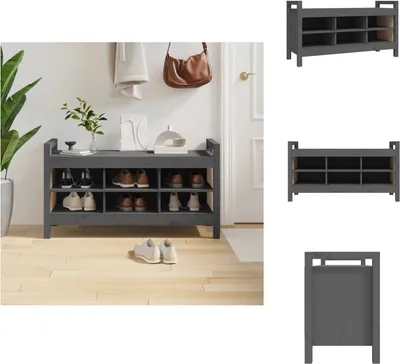 Produktbild von vidaXL Flurbank Grau 110x40x60 cm Massivholz Kiefer -  Truhen- & Flurbänke
