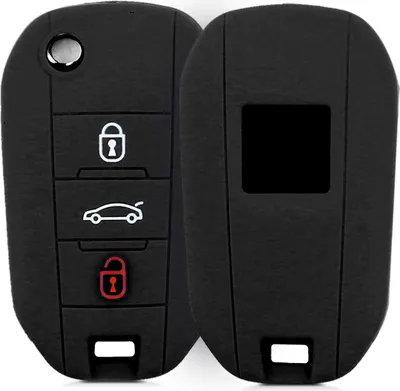 Produktbild von kwmobile Autoschlüssel Silikon Hülle kompatibel mit Peugeot Citroen 3-Tasten Klapp Autoschlüssel - Schlüsselhülle in Schwarz