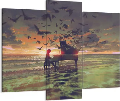 Produktbild von Bild auf Leinwand - Leinwandbild - Klaviermusik - 130x100cm - Wand Bild - Wanddeko - Wandbilder - Leinwanddruck - Bilder - Kunstdruck - Wanddekoration - Leinwand bilder - Wandkunst - CB130x100-3911